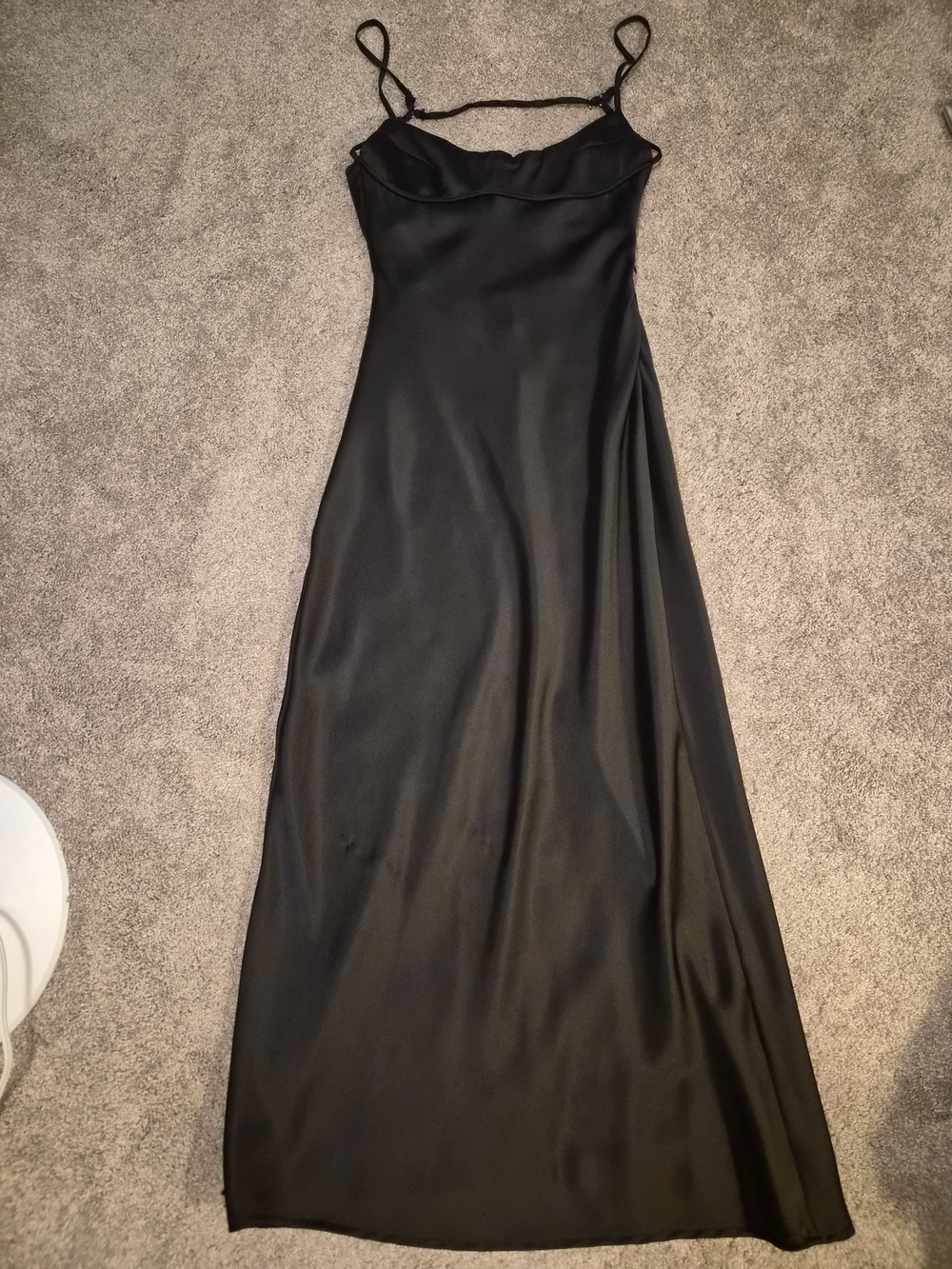 Zara Black Satin Maxi Slip Dress with Slim Straps